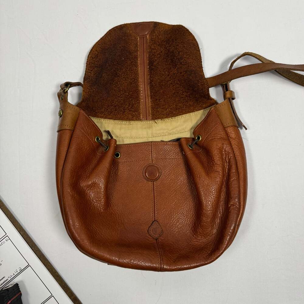 Cledran Japan Brown Pebbled Leather Flap Hobo Crossbody Shoulder Bag - Picture 4 of 10